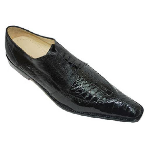 Belvedere Antico Black Genuine Crocodile Flank/Ostrich Leg Shoes - $299 ...