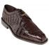 Belvedere "Susa" Brown All-Over Genuine Hornback Crocodile Shoes With Quill Ostrich Trim P32.