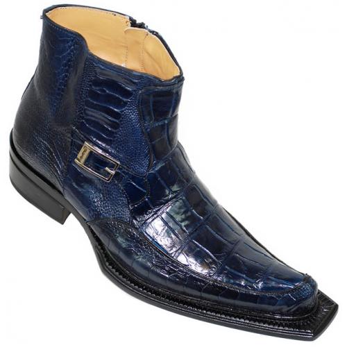 Mauri "Chic Saloon" 42405 Wonder Blue Genuine Alligator/Ostrich Pointed Toe Boots