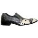 Fiesso Black/Grey Spotted Marbleized Pony Hair Pointed Toe Leather Shoes FI8168