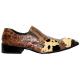 Fiesso Caramel/Black Spotted Pony Hair Pointed Toe Leather Shoes FI8168