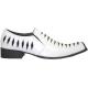 Fiesso White Genuine Leather Shoes With Black Suede Slashes On Front And Sides FI8128