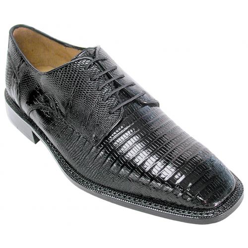 Belvedere "Olivo" Black All-Over Genuine Lizard Shoes H14.