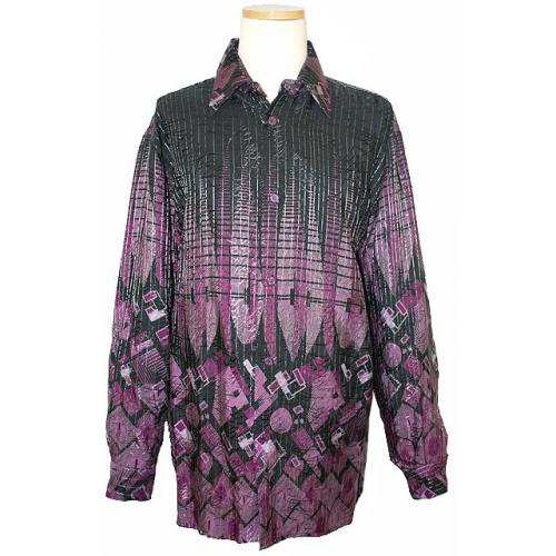 Pronti Purple/Black Rayon Blend Shirt S5765-1
