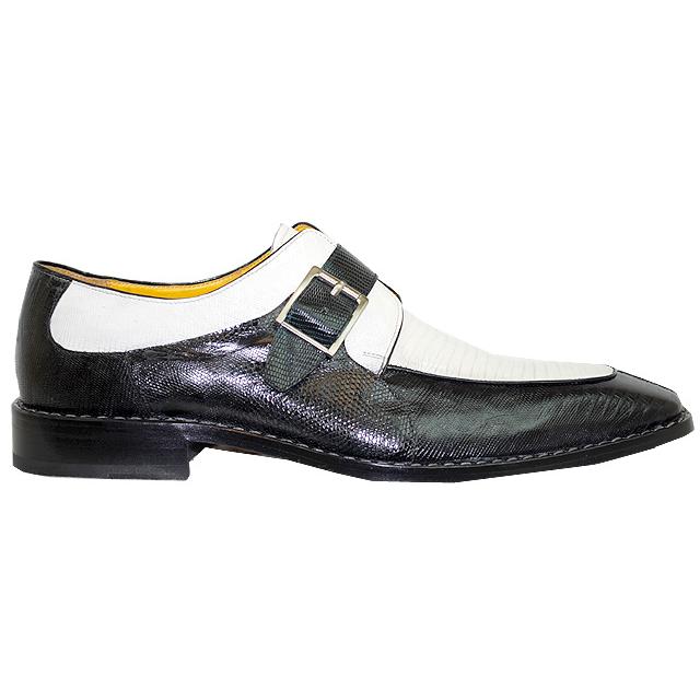 Mezlan Custom 3421-L Black/White Genuine All-Over Lizard Shoes W/ Monk ...