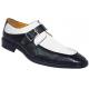 Mezlan Custom  3421-L Black/White Genuine All-Over Lizard Shoes W/ Monk Strap On Front
