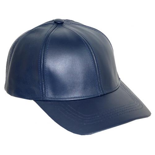 Classico Italiano Navy Blue 100% Genuine Leather Baseball Cap