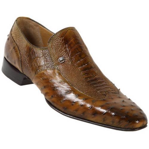 Mauri 4233 Mustard Genuine All-Over Ostrich Hand Painted Shoes