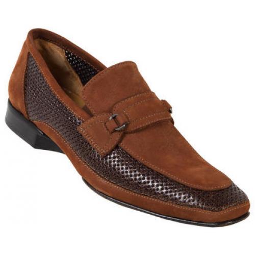 Mauri 2834 Rust Perforated Lizard/Suede Leather Shoes