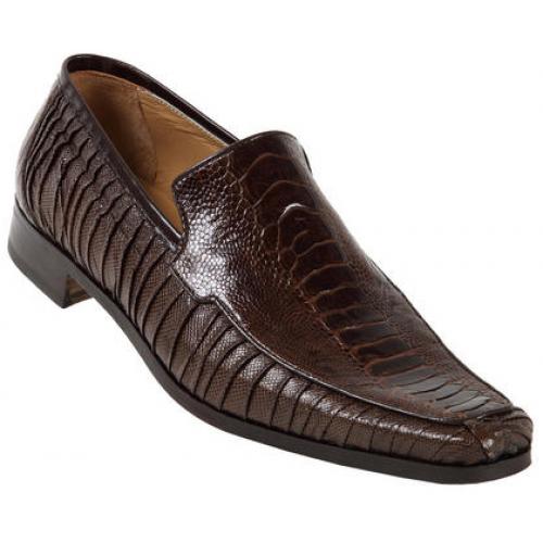 Mauri 3976 Rust Genuine Ostrich/Pleated Karung Snake Skin/Calf Shoes