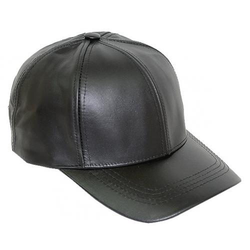 Classico Italiano Black 100% Genuine Leather Baseball Cap
