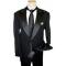 Soprano Black 100% Fine Polyester Tuxedo Suit With Double Breasted Satin Vest