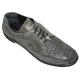 La Scarpa "Hector" Grey Genuine Hornback Crocodile And Ostrich Leg Casual Sneakers With Silver Alligator On Front