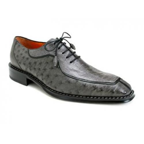 Mezlan Platinum Collection "Hutchins" 3172 Grey Genuine Ostrich Leg Vamp Shoes