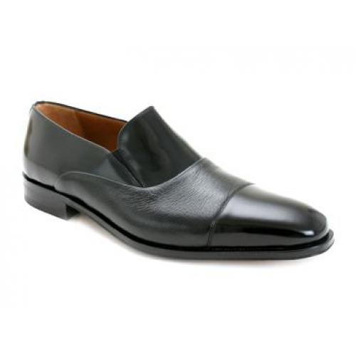 Mezlan "Knowles II" Black Genuine Deerskin/Calfskin Italian Shoes 12807