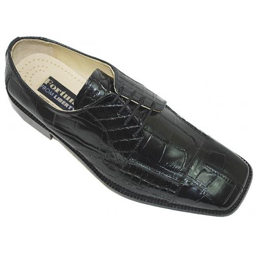 Liberty Black Alligator Print Shoes #521