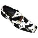 Fiesso Black/White Spotted Pony Hair Leather Shoes With Bracelet On Front FI8135