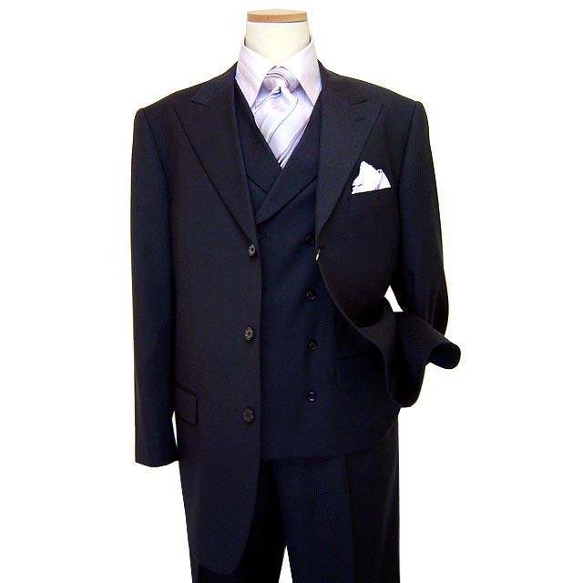 Mantoni Solid Black Super 140's 100% Virgin Wool Vested Suit 40901 ...
