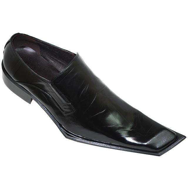 Zota Black Diagonal Toe Wrinkle Leather Shoes G838 - $99.90 :: Upscale ...