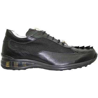 Mauri Supreme 8440/1 Men's Shoes Black & Gray Exotic Crocodile / Fabric / Calf-Skin Leather Casual Sneakers (MA5490) Multi / 9 US