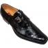 Mauri 514 Black Genuine Alligator Monk Strap Shoes