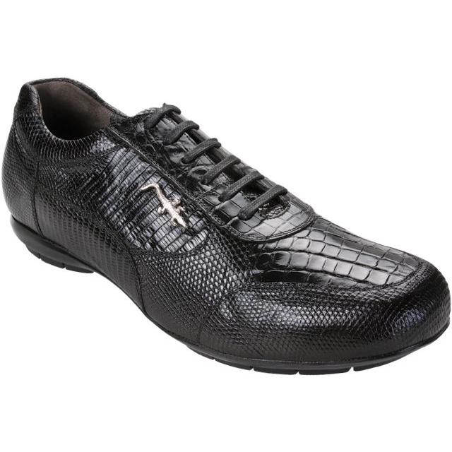 Belvedere Torino Black Genuine Crocodile Belly/Lizard Sneakers With ...
