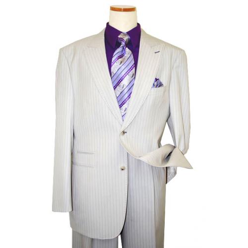 Steve Harvey Classic Collection Off White/Lavender Pinstripes And Hand ...