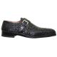 Mauri 1172 Black Genuine All-Over Hornback Crocodile Shoes