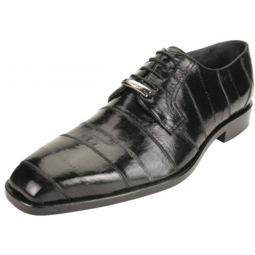 Belvedere "Milano" Black All-Over Genuine Eel Shoes