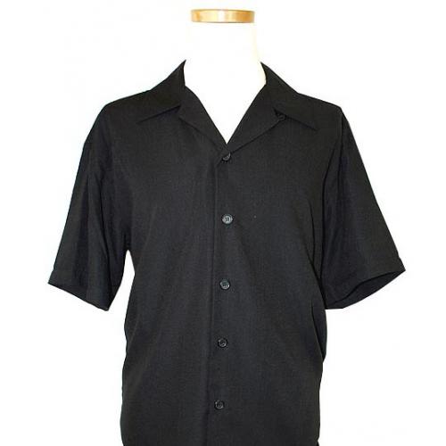 Pronti Black Micro Polyester Short Sleeve Shirt S2472
