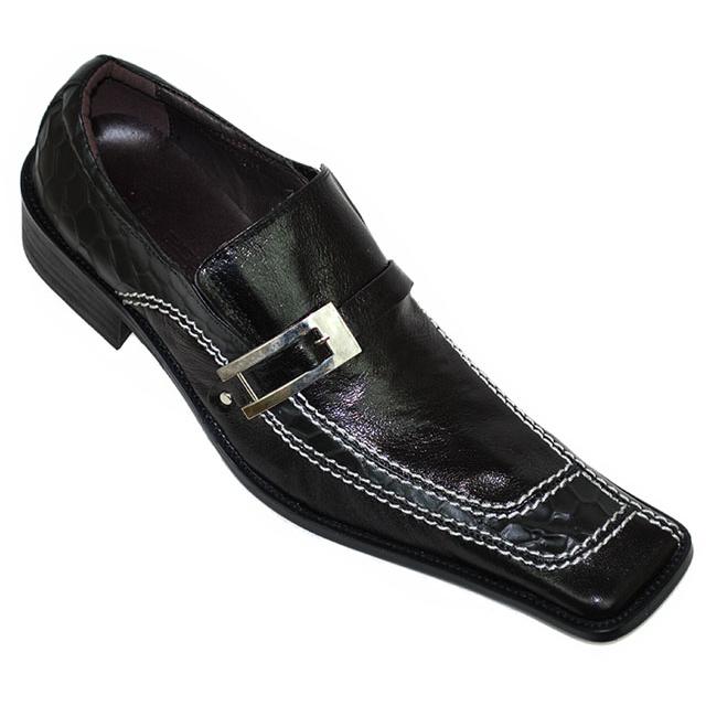Zota Black With White Stitching Leather Shoes With Buckle G8681 - $79. ...