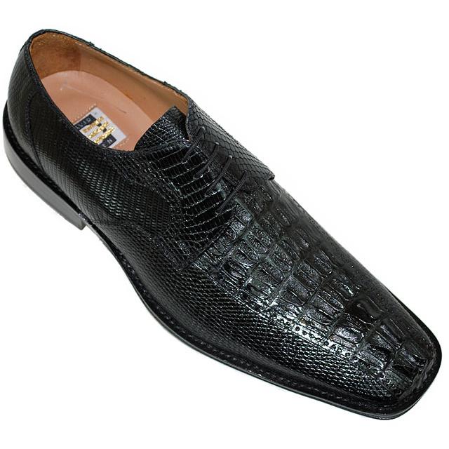 David Eden Lancaster Black Genuine Hornback Crocodile/Lizard Shoes ...