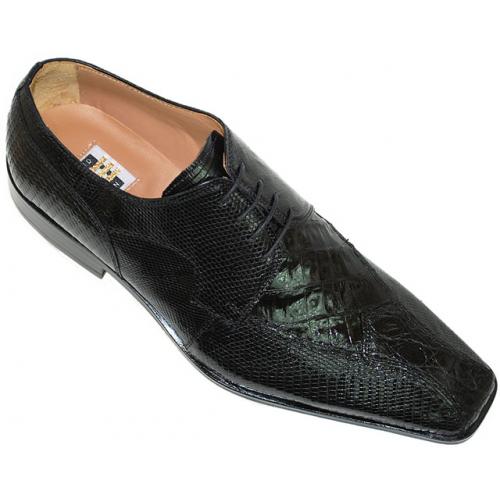 David Eden Lancaster Black Genuine Hornback Crocodile/Lizard Shoes ...