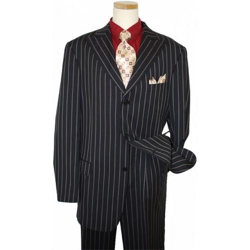 Earvin Magic Johnson Black/Cream Stripes Super 120'S Wool Suit ZZ37868 ...