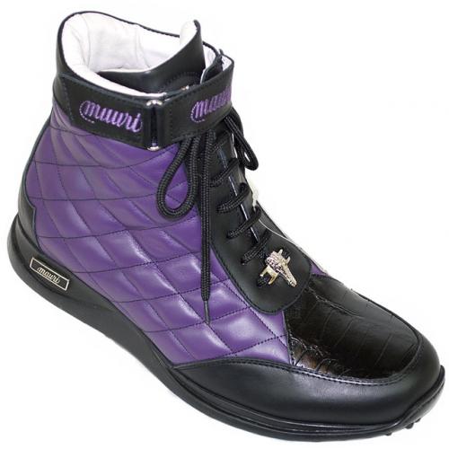Mauri 8750 Purple / Black Genuine Alligator /  Bubble Nappa Leather Boots