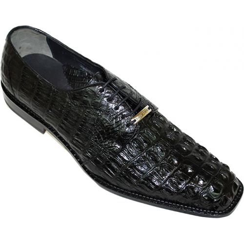 Belvedere "Riccardo" Black All-Over Genuine Hornback Crocodile  Shoes