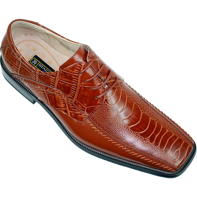 Stacy Adams Fulbright 24549 Cognac Alligator / Ostrich Print Shoes ...