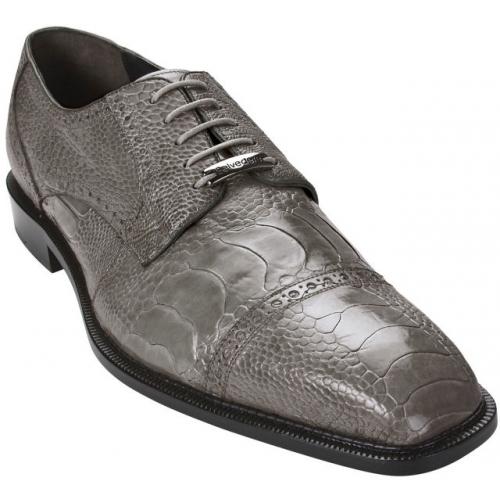 Belvedere "Lucca" Light Grey All-Over Genuine Ostrich Shoes