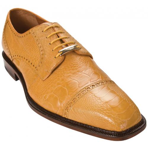 Belvedere "Lucca" Mustard All-Over Genuine Ostrich Shoes