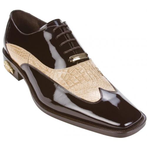 Belvedere "Parigi 1701" Brown / Cream Genuine Crocodile Shoes