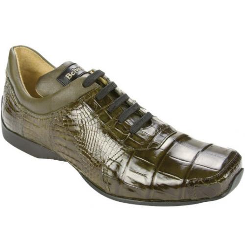 Belvedere "Rocco J03" Olive Genuine Nile Crocodile / Caiman Sneakers