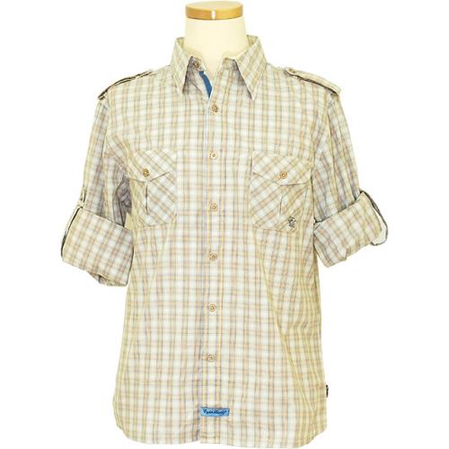 English Laundry Beige Multi Color Plaid  Long Sleeves 100% Cotton Shirt ELW1107