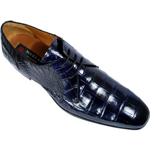 Mezlan "Cornwall"  Blue Genuine All-Over Alligator Shoes