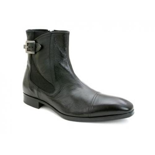 Mezlan "Pincourt" Black Soft Italian Glacee Tumbled Calf  Boots