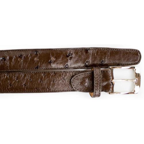 Belvedere 2001 Brown All-Over Genuine Ostrich Quill Belt.