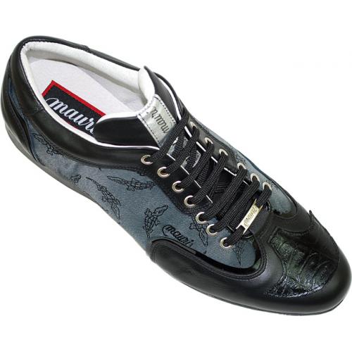 Mauri  8614 Black Genuine Alligator With Mauri Fabric Sneakers