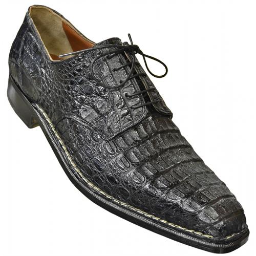 Mauri 1186 "Duncan" Black Genuine All-Over Baby Crocodile Shoes