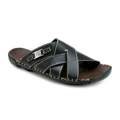 Bacco Bucci "Lauener" Black Genuine Soft Italian Calfskin Sandals