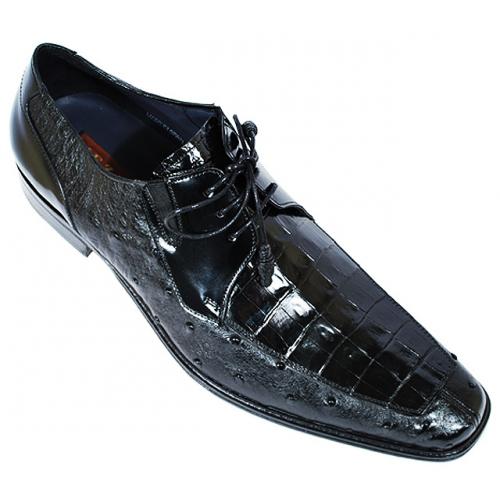 Mezlan M568 Brampton Black Genuine Alligator / Ostrich Shoes - $299.90 ...