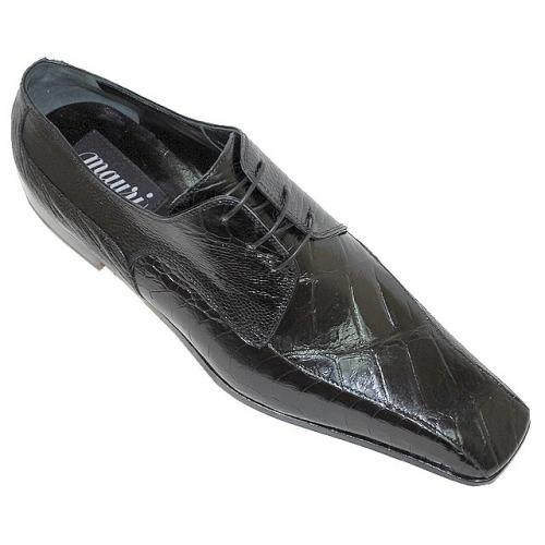Mauri 2973 Black Genuine Alligator / Ostrich Shoes
